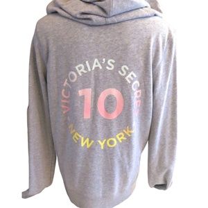 Victoria's Secret New York 10 Logo Full Zip Hoodie Sweatshirt LARGE